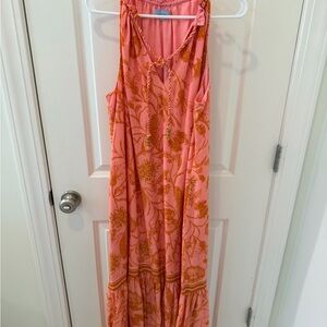 ANTONIO MELANI Pink and Orange Floral Maxi Dress